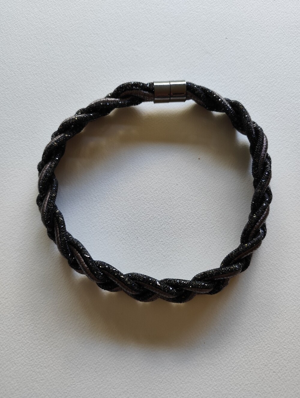 4/$50⭐️Braided Rope Black Mesh Grey Pewter Choker Statement Necklace